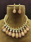 Ishhaara Light Pink Pearl Split Multi Stone Necklace