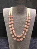 Ishhaara Light Pink Precious Stone Dual Layered Necklace
