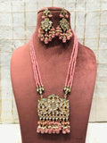 Ishhaara Light Pink Rectangular Kundan Pendant Necklace
