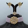 Ishhaara Light Pink Round Kundan Patch Choker Necklace Set