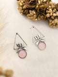 Ishhaara Light Pink Silver Plated Geometric Earrings