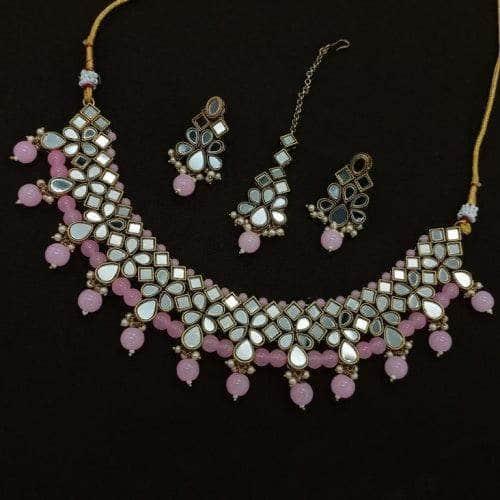 Ishhaara Simple Mirror Necklace Set