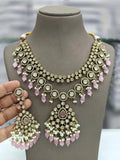 Ishhaara Light Pink Simple Victorian Kundan Studded Neckpiece