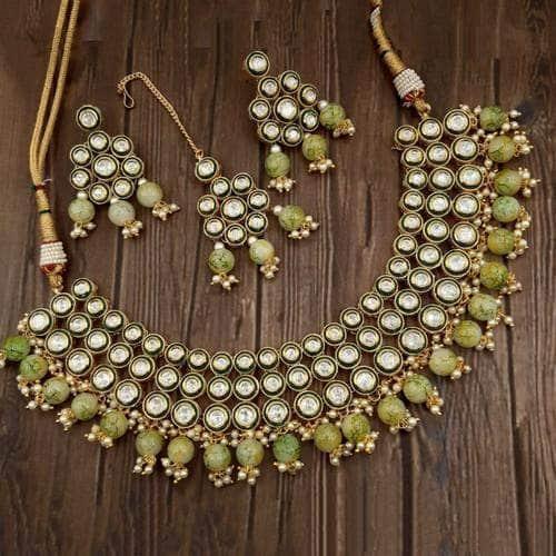 Ishhaara Round Meena Kundan Choker Necklace Set