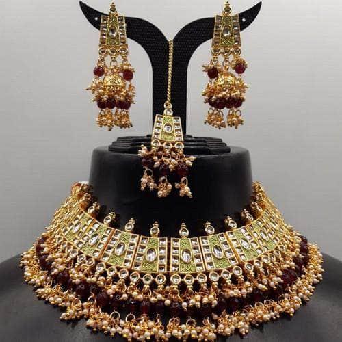 Ishhaara Square Block Meena Necklace Set