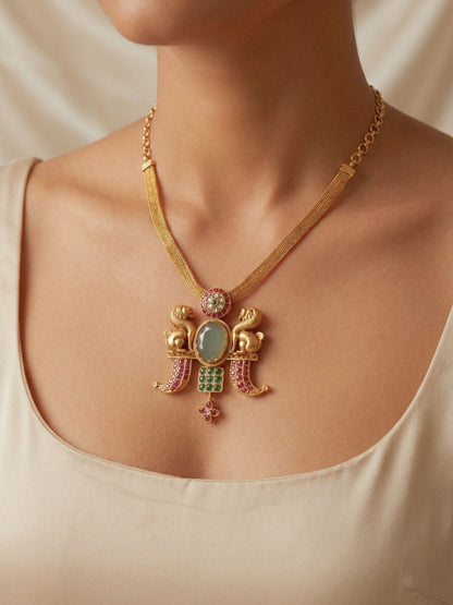 Ishhaara Lion Jadau Pendant Necklace