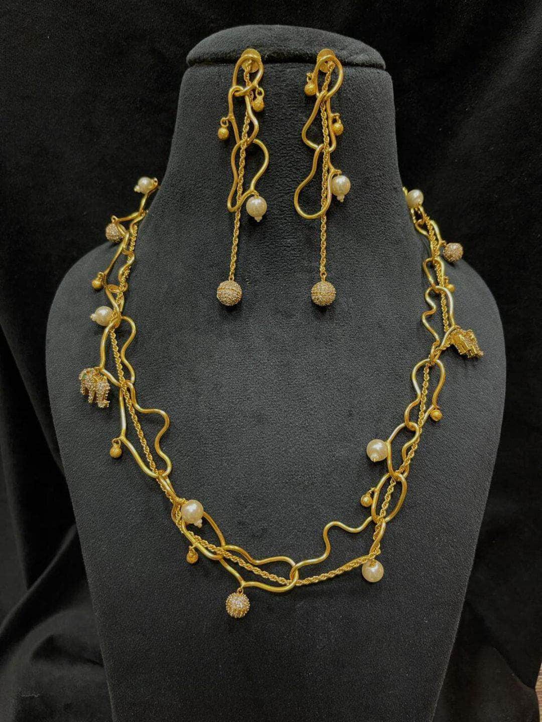 Ishhaara Long Crystal Drops Necklace