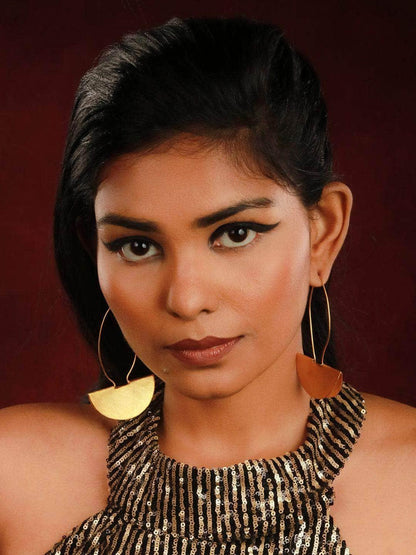 Ishhaara Long Golden Hook Fan Earring