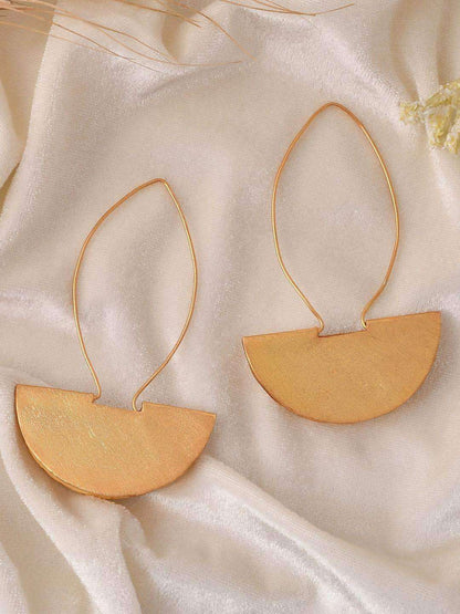 Ishhaara Long Golden Hook Fan Earring