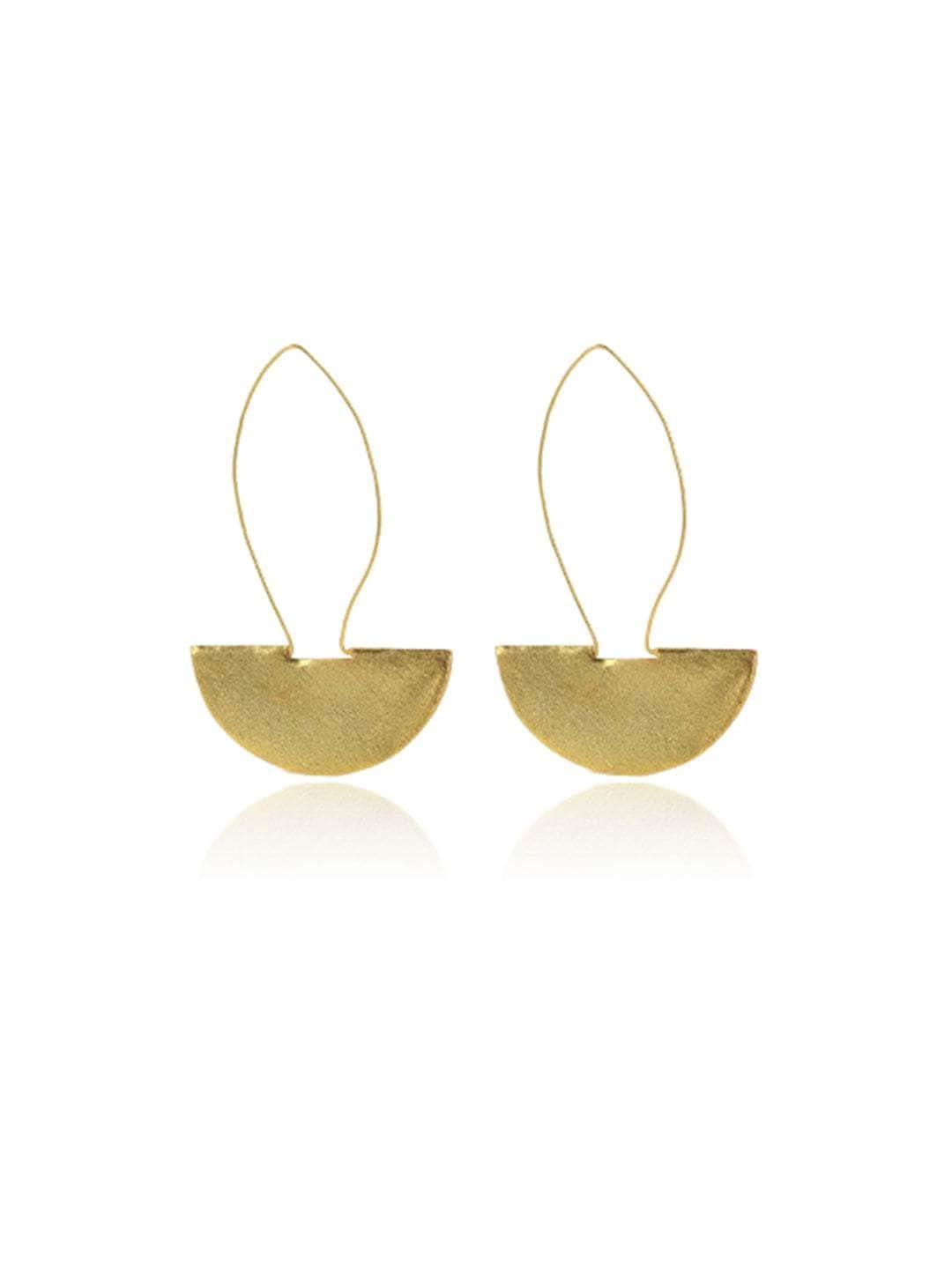 Ishhaara Long Golden Hook Fan Earring