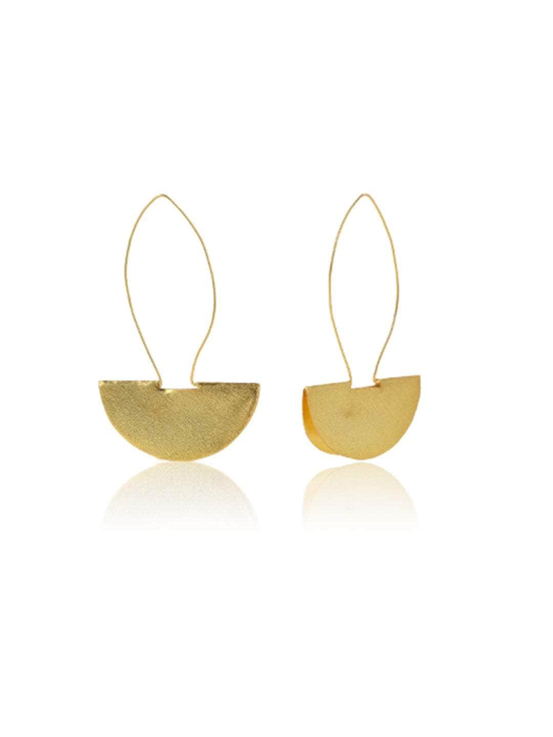 Ishhaara Long Golden Hook Fan Earring