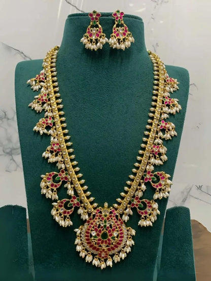 Ishhaara Long Guttapusalu Haram With Kundan Pendant