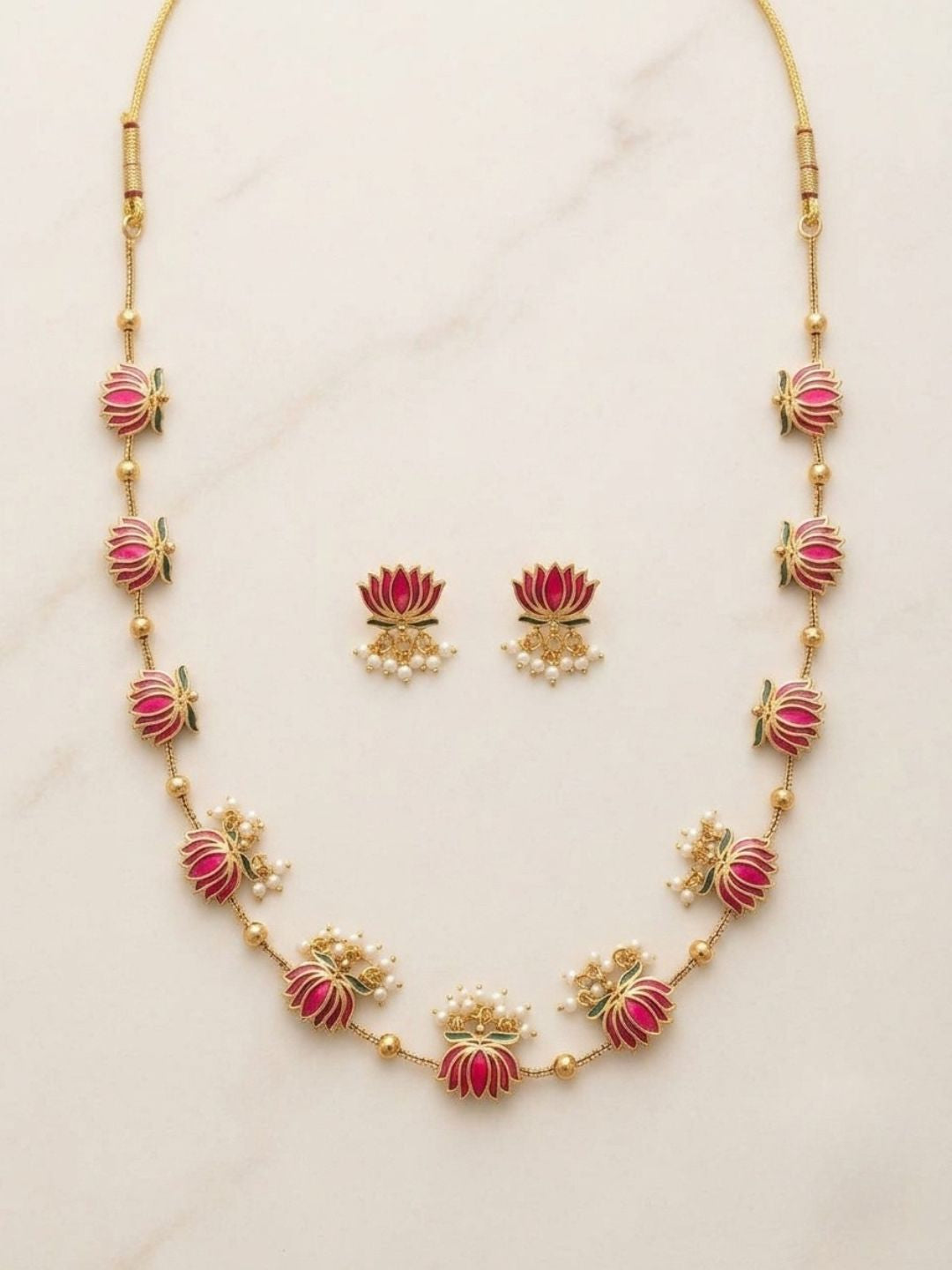 Ishhaara Long Lotus Necklace