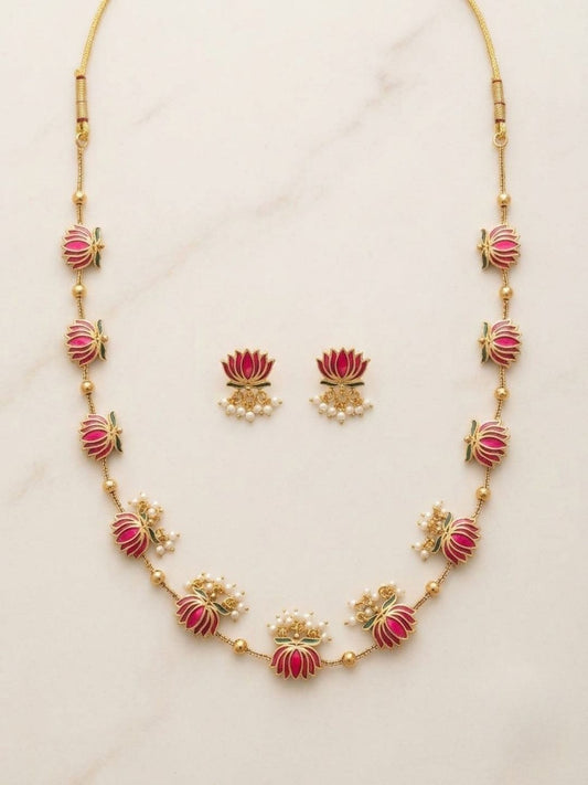 Ishhaara Long Lotus Necklace