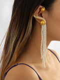 Ishhaara Long Pearl Tassel Earring