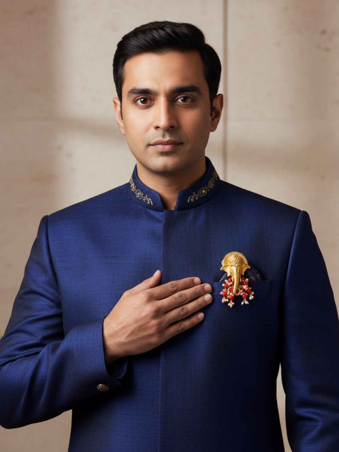 Ishhaara Lord Ganesha Brooch With Dangling Beads