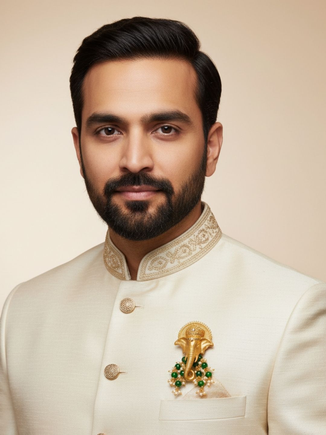 Ishhaara Lord Ganesha Brooch With Dangling Beads