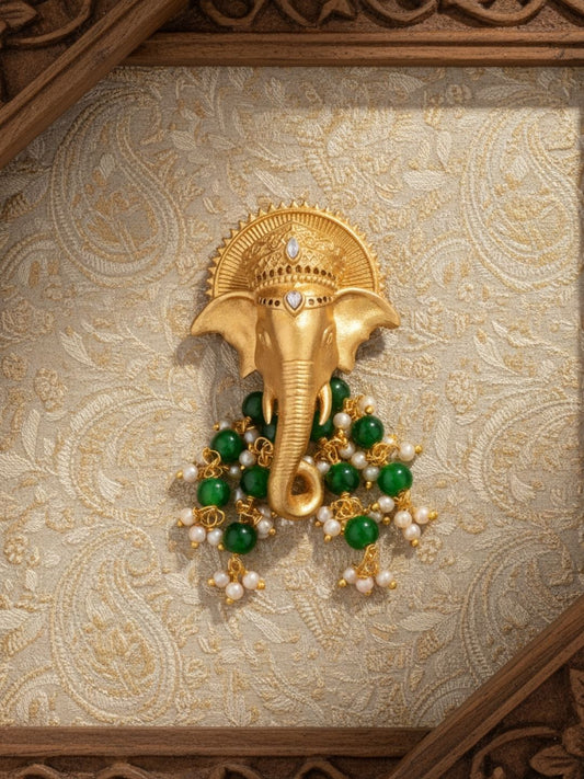 Ishhaara Lord Ganesha Brooch With Dangling Beads