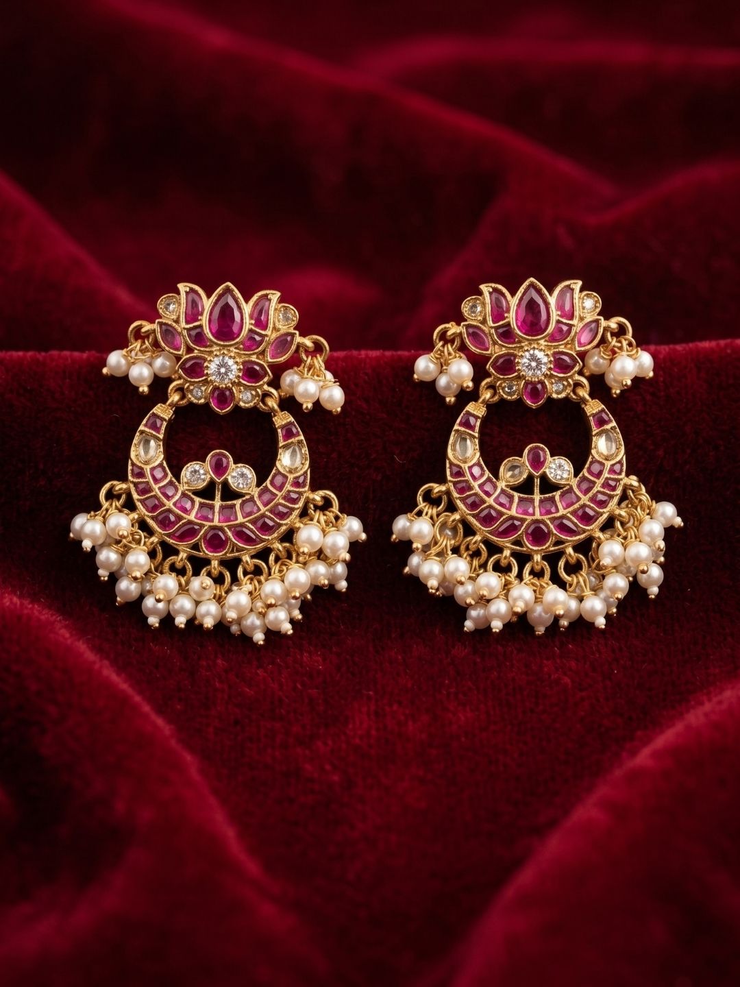 Ishhaara Lotus Kemp Chandbali Earring