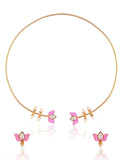 Ishhaara Lotus Motif Open Type Necklace Rose