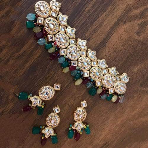 Ishhaara Lotus Oval Kundan Necklace Set