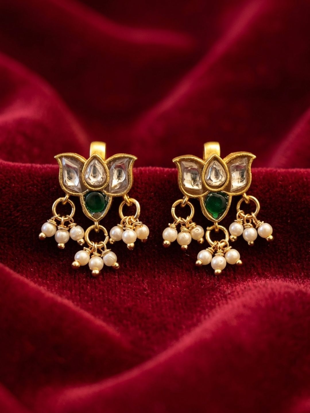 Ishhaara Lotus Pearl Bugadi Earrings