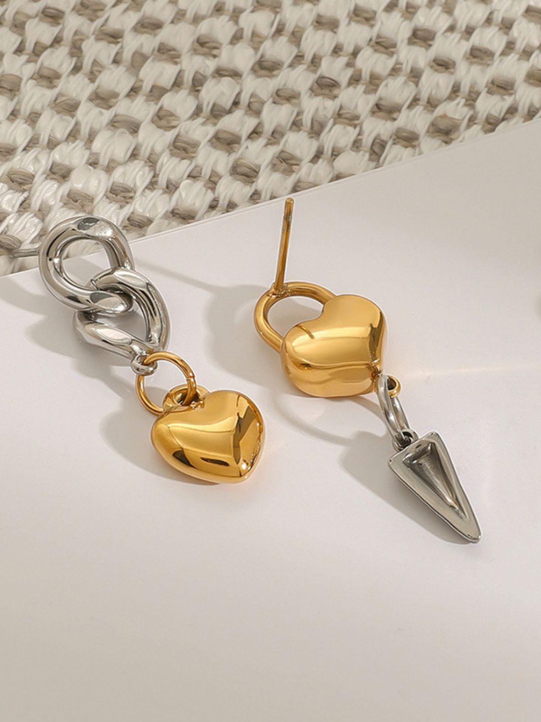 Ishhaara Love Heart Lock Cone Chain Earrings