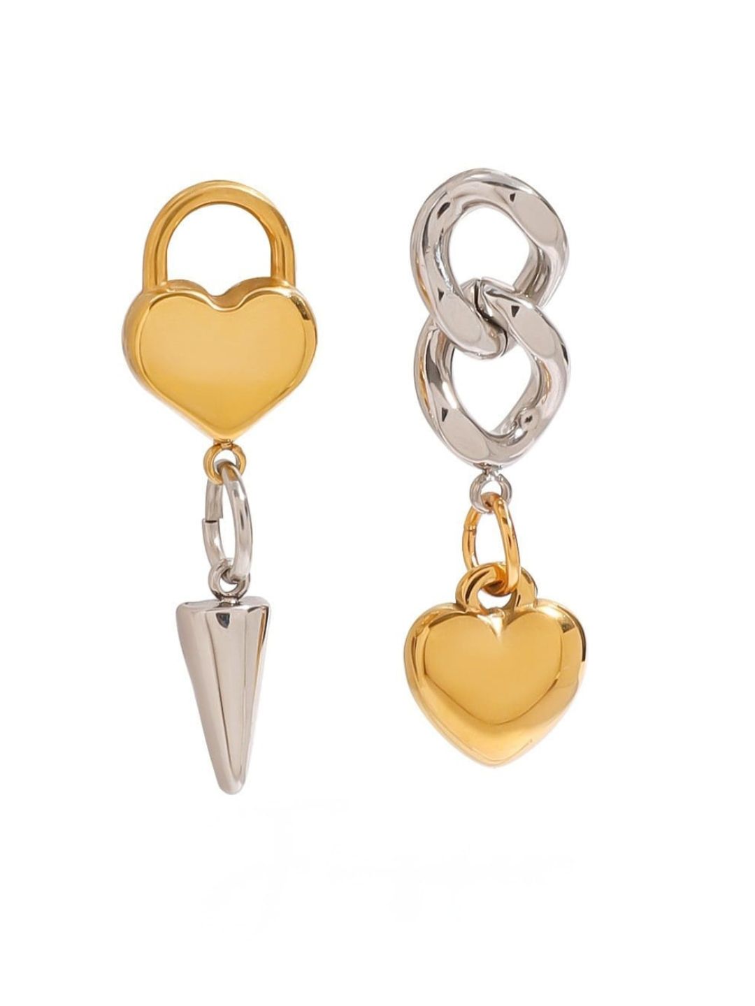Ishhaara Love Heart Lock Cone Chain Earrings