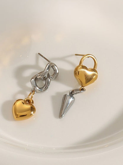 Ishhaara Love Heart Lock Cone Chain Earrings