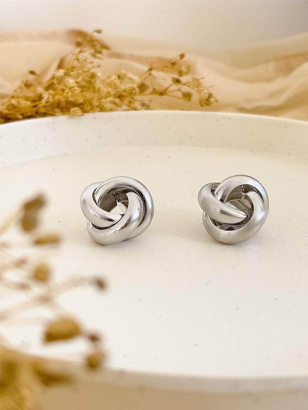 Ishhaara Love Knot Stainless Steel Stud Earrings