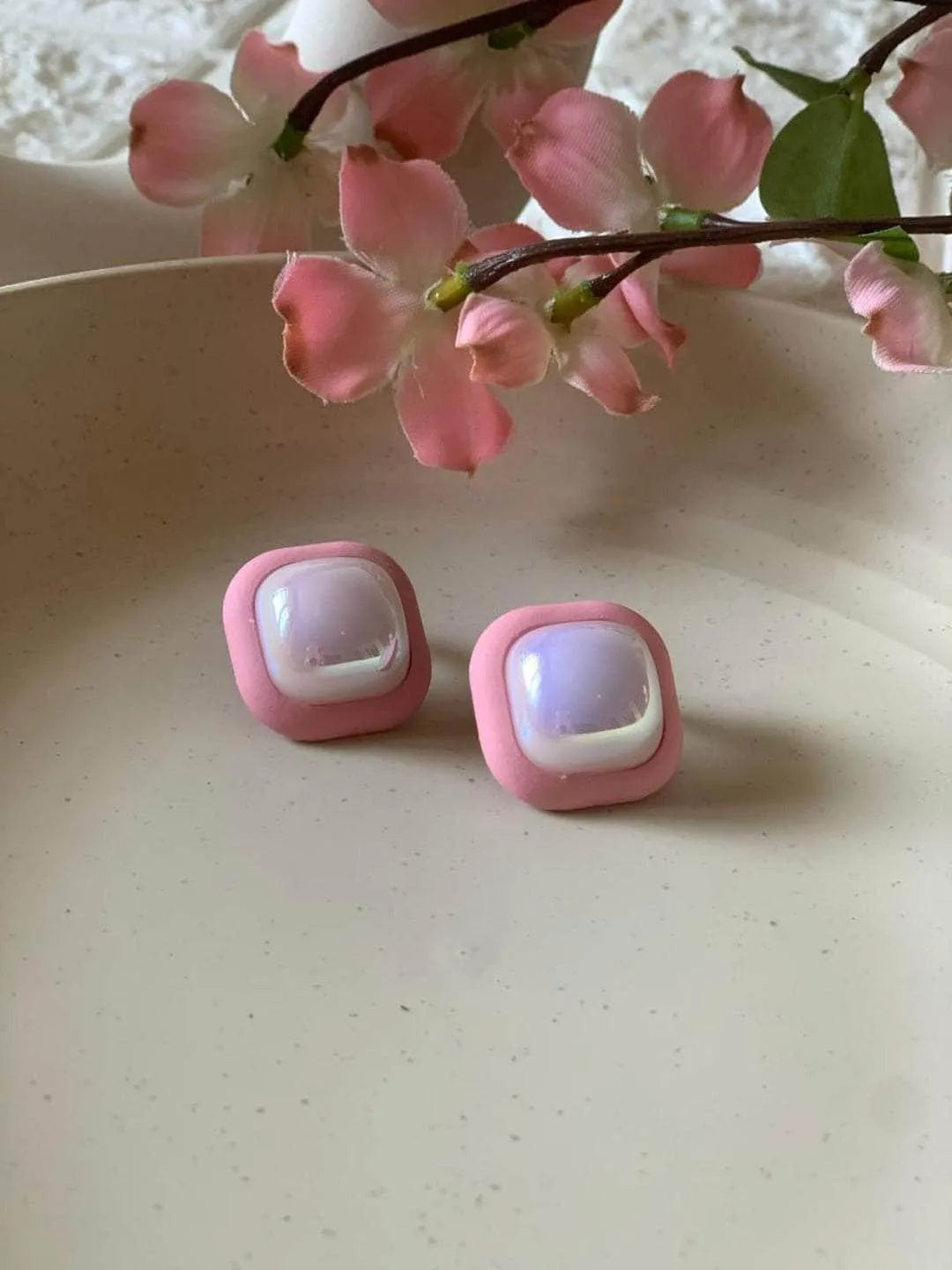 Ishhaara Lucky Enamel Square Earrings