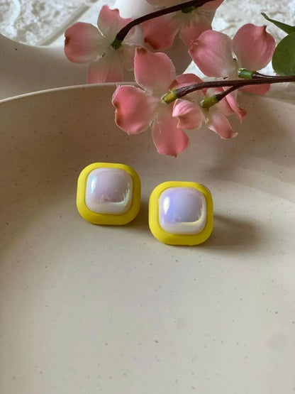 Ishhaara Lucky Enamel Square Earrings
