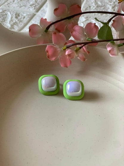 Ishhaara Lucky Enamel Square Earrings
