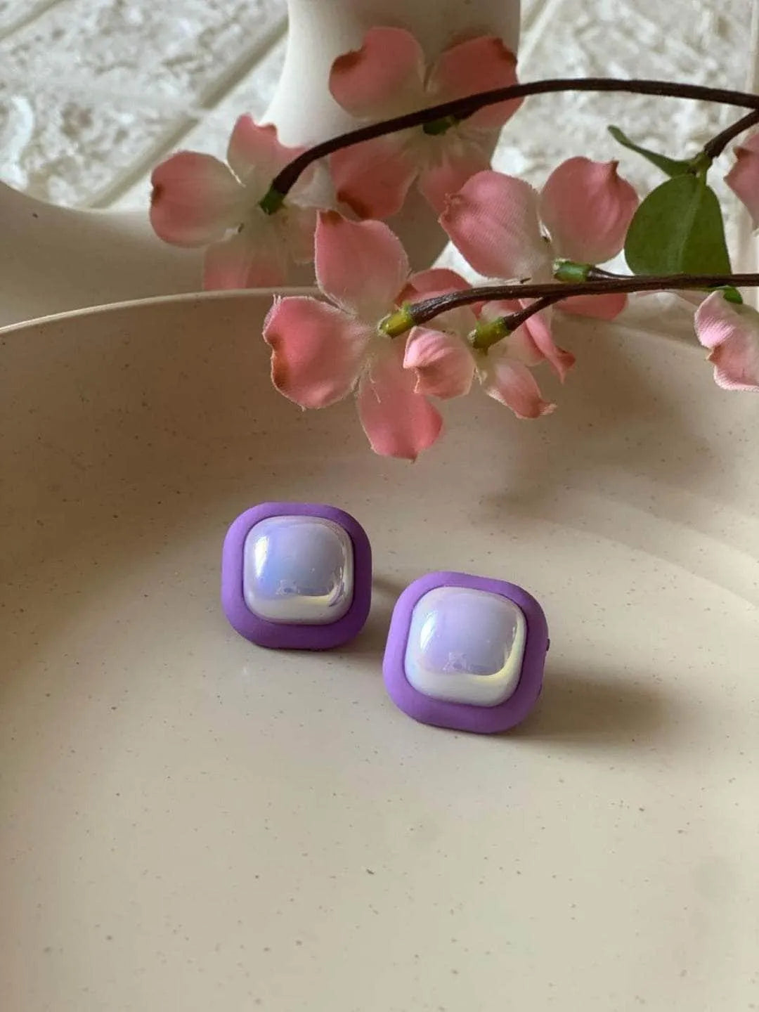 Ishhaara Lucky Enamel Square Earrings