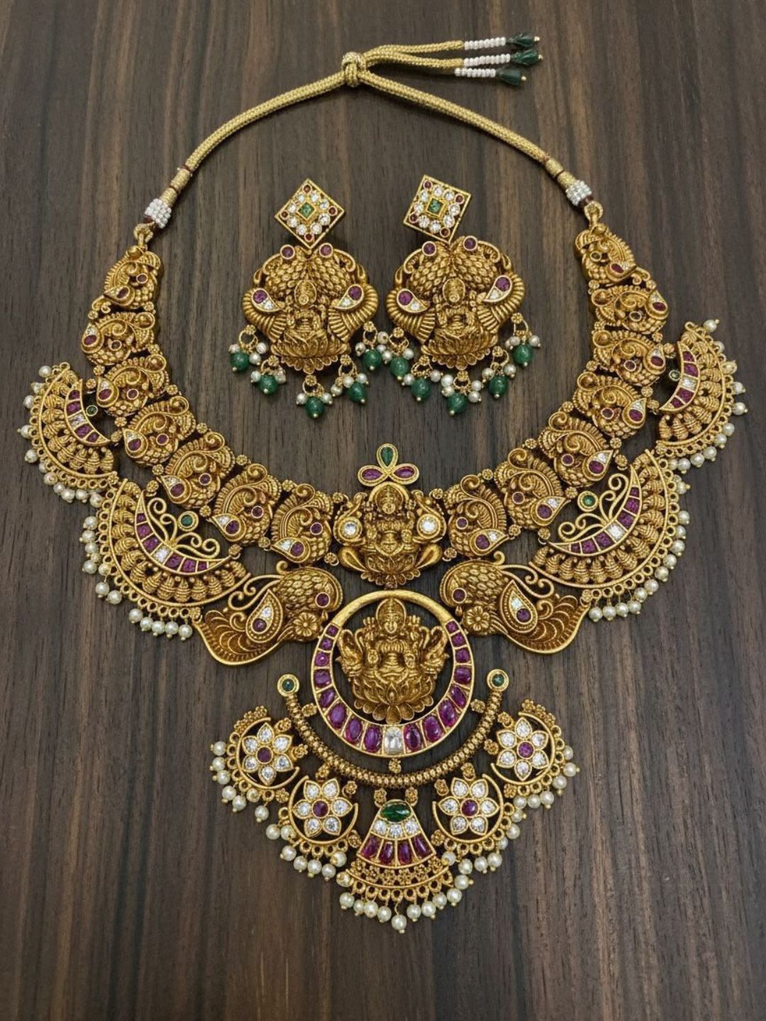 Ishhaara Luxurious Lakshmi Temple Bridal Necklace Set