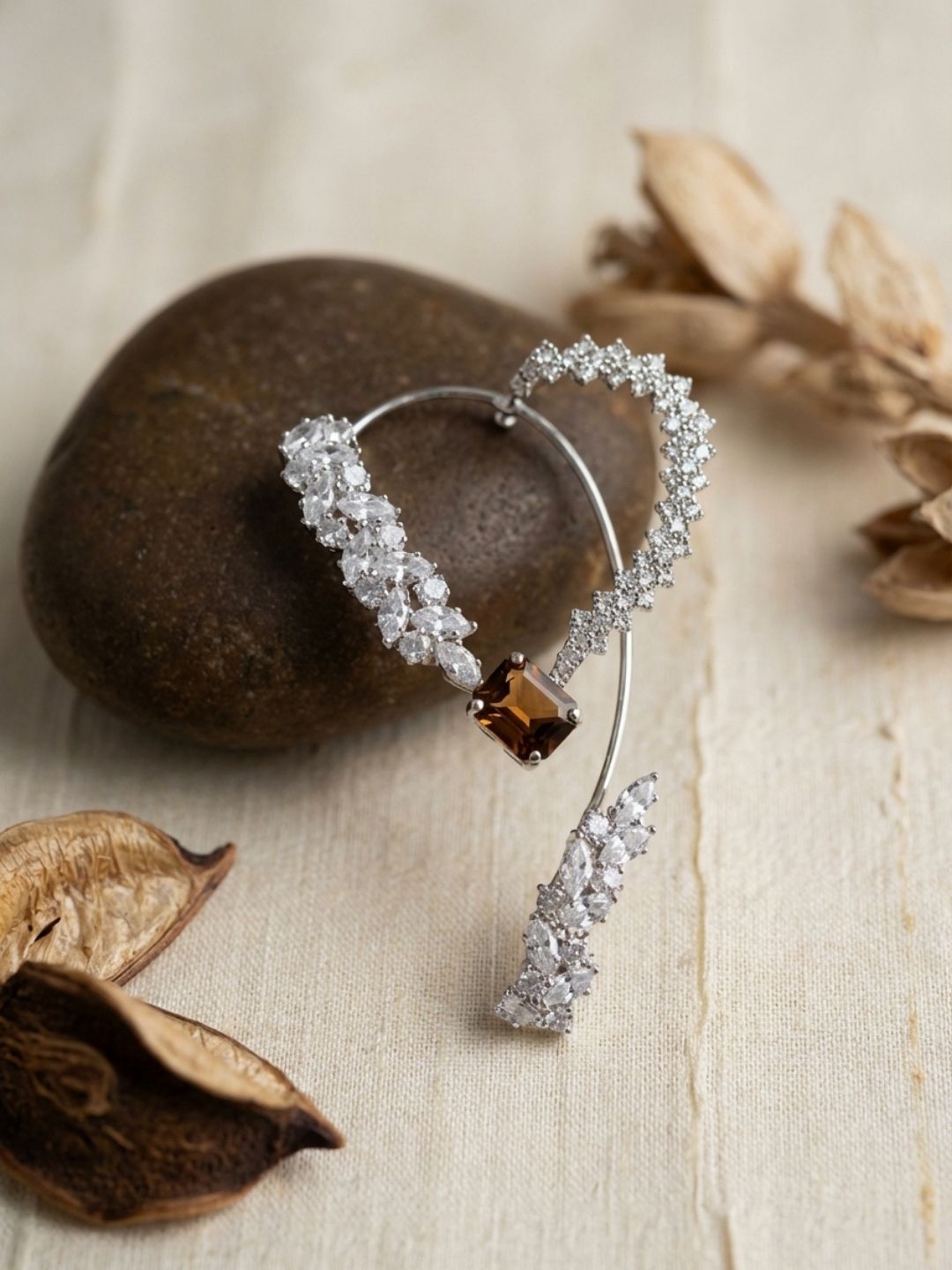 Ishhaara Luxury Crystal One Side Ear Cuff Earrings