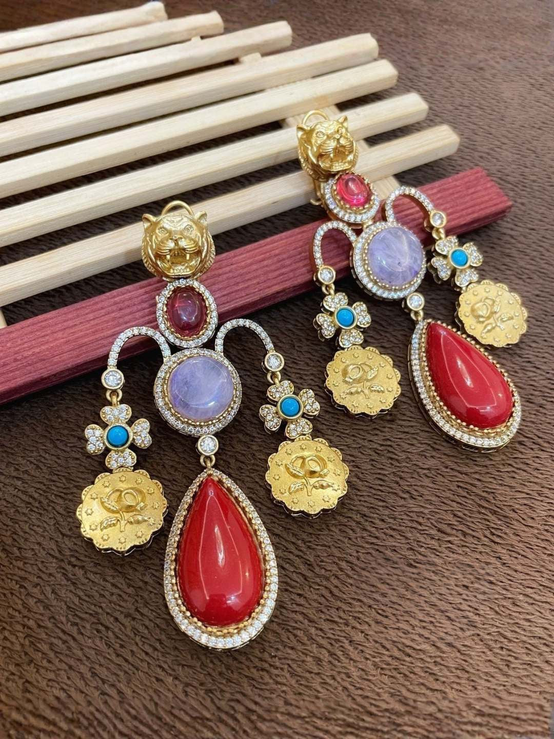 Ishhaara Luxury Panther Head Statement Earrings