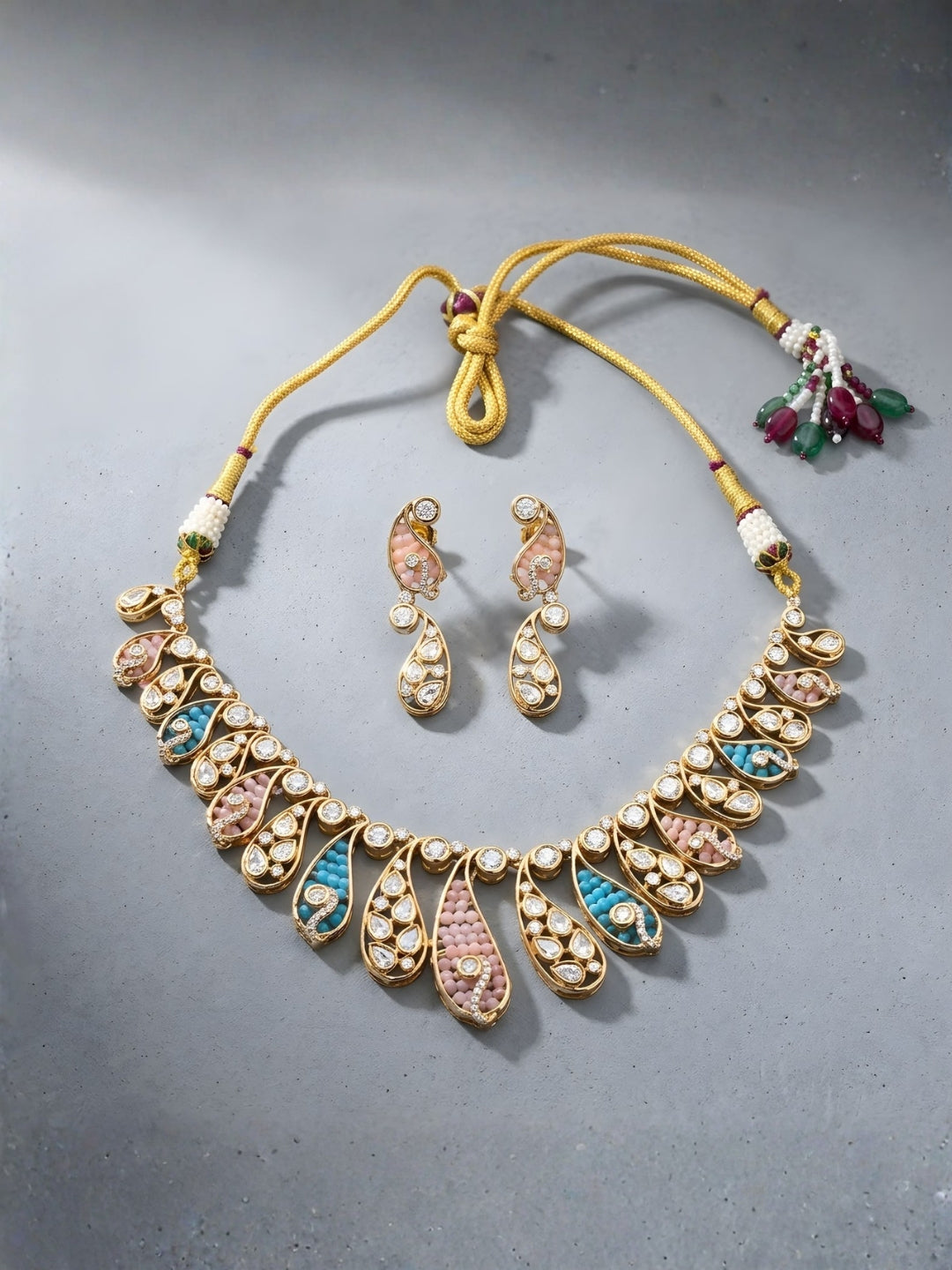 Ishhaara Luxury Pastel Teardrop Shaped Necklace