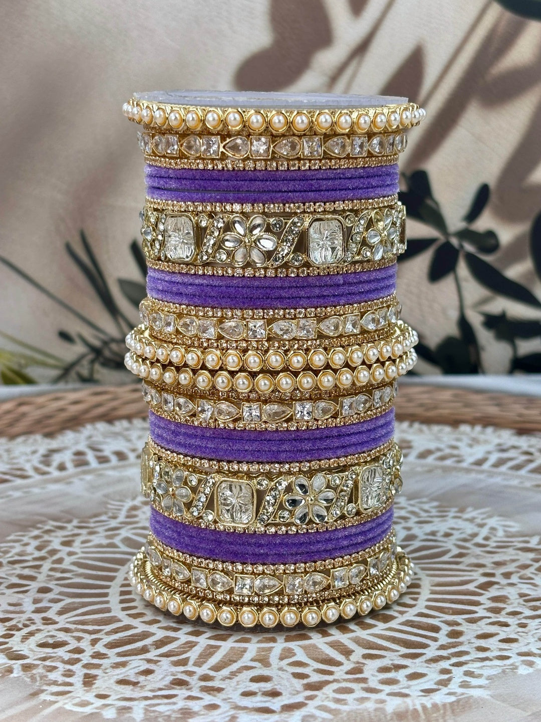 Ishhaara Luxury Purple Kundan Bangles - beautifully crafted traditional Indian jewelry with intricate designs and premium stones