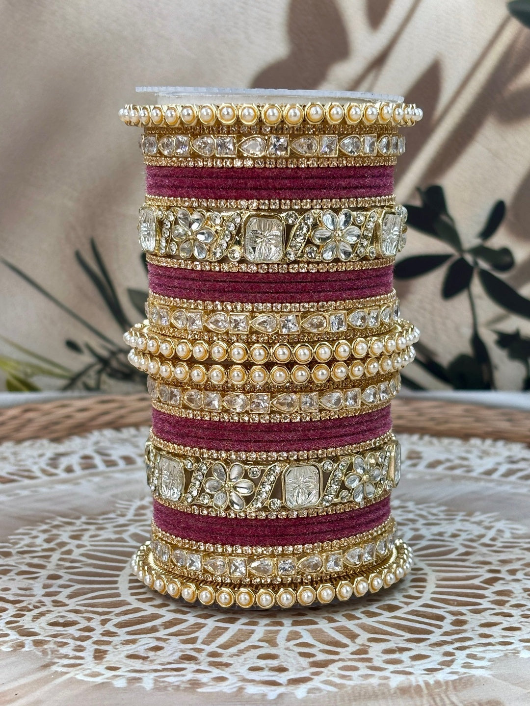 Ishhaara Luxury Purple Kundan Bangles - beautifully crafted traditional Indian jewelry with intricate designs and premium stones - view 7