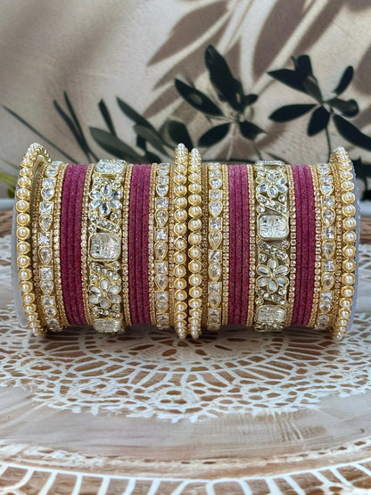 Ishhaara Luxury Purple Kundan Bangles - beautifully crafted traditional Indian jewelry with intricate designs and premium stones - view 8