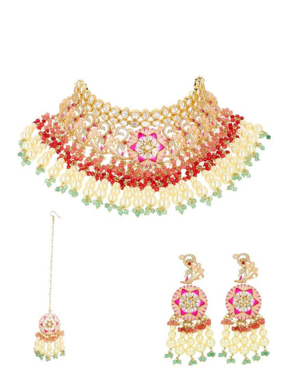 Ishhaara Maharani Enamel Pendant Necklace