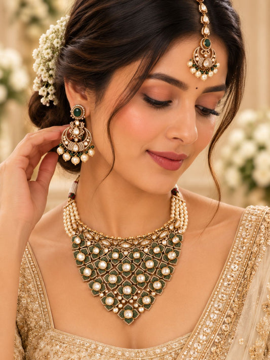 Ishhaara Maharani Polki Pearl Bridal Collar Set
