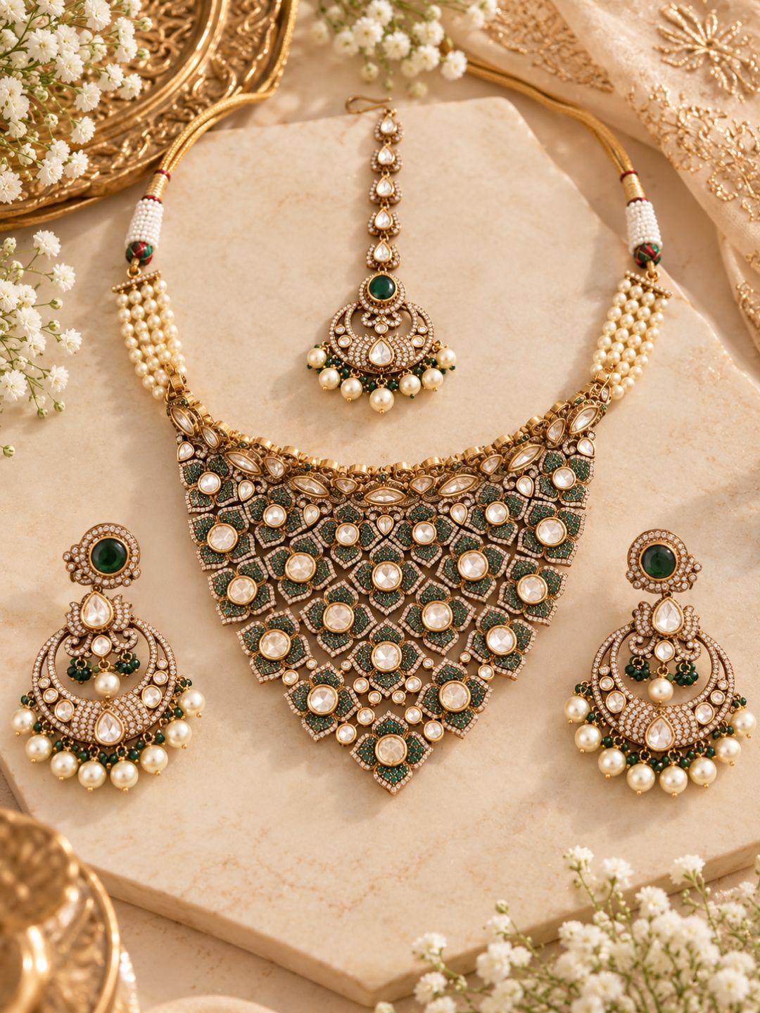 Ishhaara Maharani Polki Pearl Bridal Collar Set