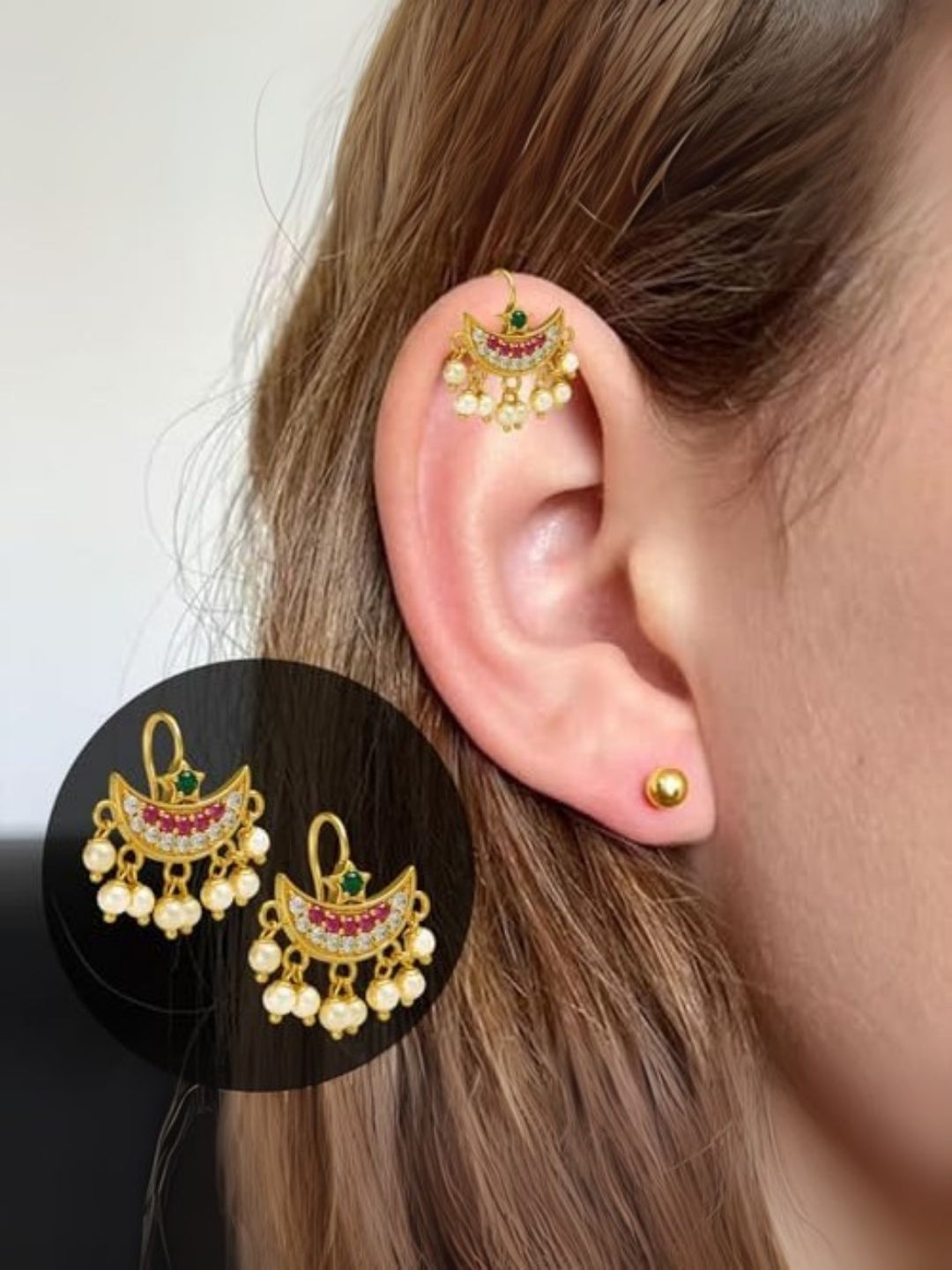 Ishhaara Maharashtrian Traditional Press Bugadi Clip On Earrings
