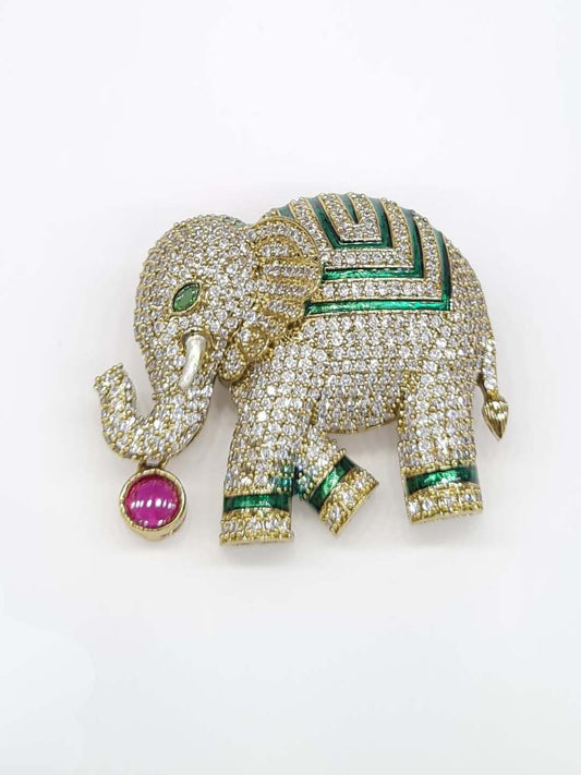 Ishhaara Majestic Golden Elephant Brooch
