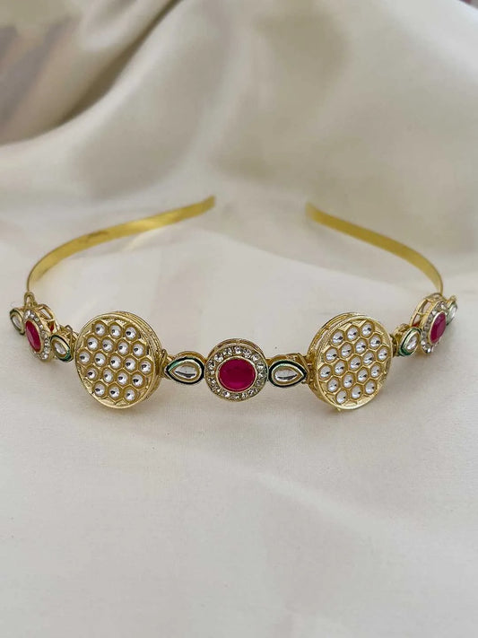 Ishhaara Majestique Kundan Gold Plated Hair Band