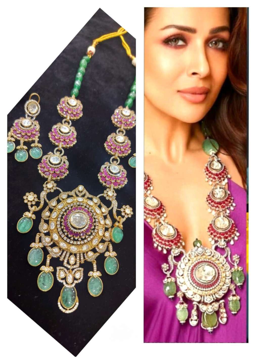 Ishhaara Malaika Arora Inspired Pachi Kundan Victorian Necklace