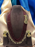 Ishhaara Maroon Antique Premium Finish Brass Metal Kundan Stone With Agate Beads