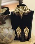 Ishhaara Maroon Big Kundan Necklace With Multi Beads